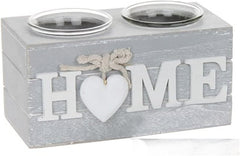 Shabby Chic Grey Provence Heart Double Tealight Holder Home