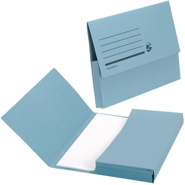 5 Star Document Wallet Half Flap 285gsm Capacity 32mm A4 Blue