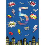 Boys 5th Birthday Superhero Comic Embellished Greeting Card Crackerjack Cards CJ013