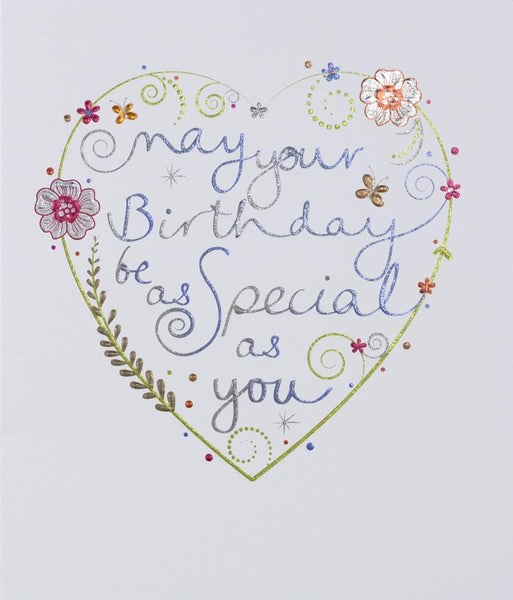 Floral Heart Embossed with Foil Birthday Card