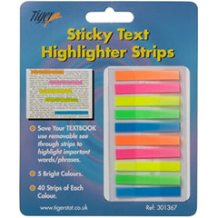 5 x Tiger sticky text highlighter strips