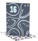 Smiley World 16th Birthday Card – Silver Foil Design, Fun & Trendy Teenage Celebration Greeting