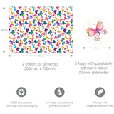 Butterflies Wrapping Paper 2 Sheets & 2 Tags