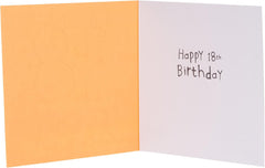 UK Greetings 18th Birthday Card for Him/Her/Friend - Yellow Design