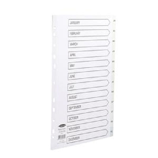 ValueX Divider A4 Jan-Dec Multipunched 120 Micron Polypropylene White 64701