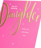 UK Greetings Birthday Card for Daughter - Pink & Gold Design