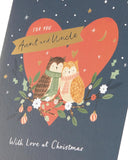 UK Greetings Christmas Card for Aunt & Uncle - Festive Owls Design