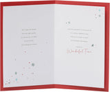 Festive Christmas Card for Grandson – Present and Snowflake Illustration