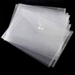 4 x Clear A5 Plastic Folder Document Wallets Poppers