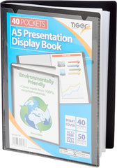 Tiger A5 40 Pocket Black Presentation Display Book – Compact Document Folder