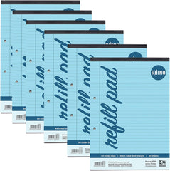 Rhino Blue Paper Refill Pad 8mm Lines + Margin A4 50 Leaf 100 pages (Pack of 6)