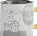Snoopy & Woodstock Ceramic Mug – Grey with Yellow Handle, 440ml