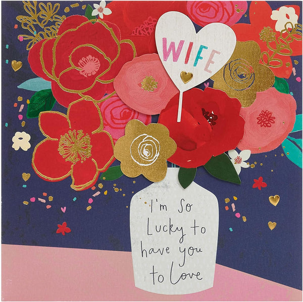 Birthday Card for Wife - Vase Bouquet Design