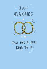 Just married that has a nice ring to it! Wedding Card