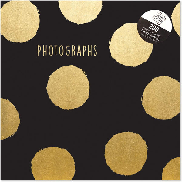 Tallon Gold Foil Polka Dots 6x4 Photo Album | Memo Slip-In | Holds 200 Photos