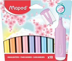 Pastel Classic Highlighters – Pack of 10 | Soft Colour Chisel Tip Markers for Study & Office