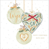 Gorgeous Wife Luxury Baubles Embellished Christmas Card