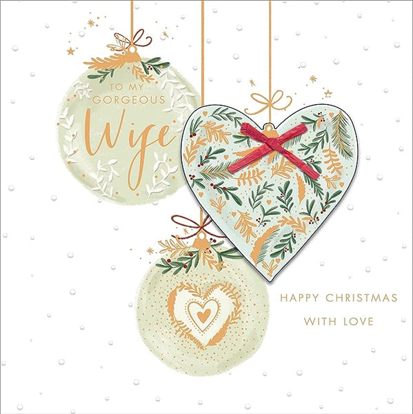Gorgeous Wife Luxury Baubles Embellished Christmas Card