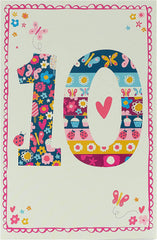 Ladybird and Butterfly 10th Birthday Card