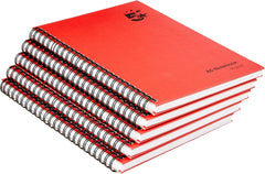 5 Star Manuscript Book Wirebound 70gsm Ruled 160 Pages A5 [Pack of 5], Red
