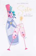 Champagne Design Sister Birthday Card