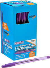 Box of 50 Purple Ultra Glide Ballpoint Pens – Smooth Writing Office & School Pens