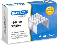 Rapesco Galvanised Staples 26/6mm Silver (Box of 5000)