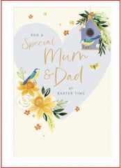 UK Greetings Easter Card for Mum & Dad - Daffodils & Birds Design