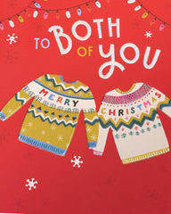 UK Greetings Christmas Card To Both of You - Knitted Jumpers Design