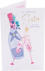 Champagne Design Sister Birthday Card