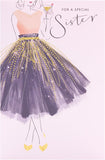 Pretty Dress Design Sister Birthday Card