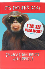 Funny Chimp Badge Father's Day Card