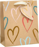 Kraft Hearts Design Medium Gift Bag