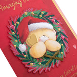 Forever Friends Bear in Wreath Design Wife Boxed Christmas Card