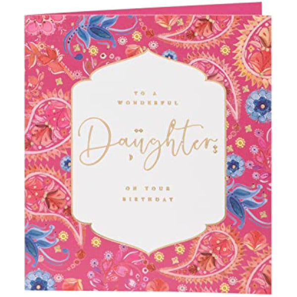 Beautiful Eastern Print Design With Scripted Lettering Daughter Birthday Card