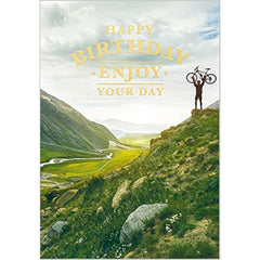 Mountain Biking Victory Foil and Embossed Birthday Card