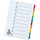 1-10 Index Extra Wide Reinforced Multi-Colour Tabs