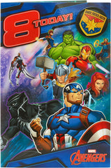 Marvel Avengers 8th Birthday Card with Badge