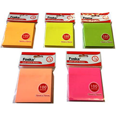 75 x 75mm Neon Self Sticky Notes 100 Sheets