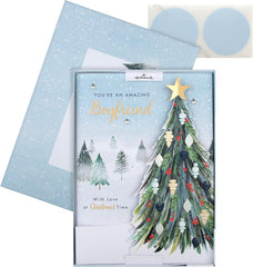 Hallmark Boxed Christmas Card for Boyfriend - Classic Winter Scene with Tree Design
