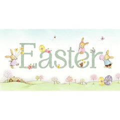 Easter Card Happy Bunnies With Eggs And Flowers Money Wallet