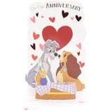 UK Greetings Disney Lady & The Tramp Anniversary Card for Him/Her - Stunning Pop-Up Design