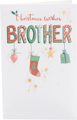 UK Greetings Christmas Card for Brother - Hanging Ornaments Design
