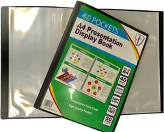 Tiger A4 40 Pocket Presentation Display Book – Black Cover, Clear Sleeves