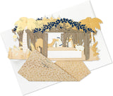 3D Pop-Up Nativity Scene Christmas Card – Gold Foil Details, Blue