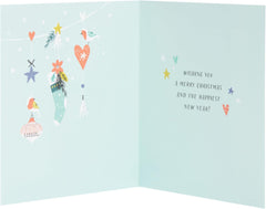 UK Greetings Christmas Card for Nana Lovely Pink Design