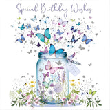 Butterfly Jar Illustration Silver Foil Birthday Card