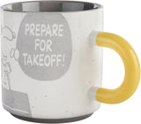 Snoopy & Woodstock Ceramic Mug – Grey with Yellow Handle, 440ml