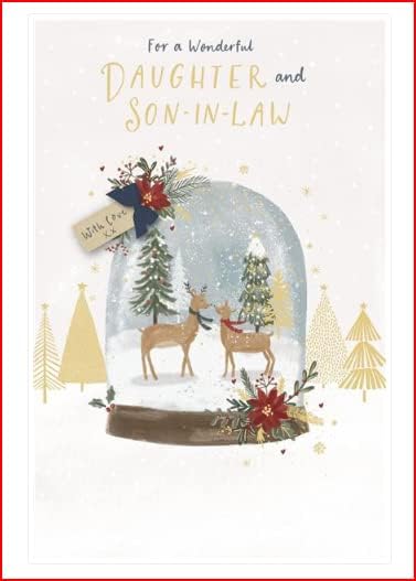 Deer snow globe Daughter & Son In Law Christmas Card