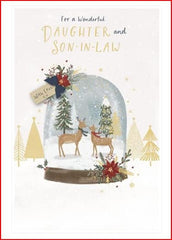 Deer snow globe Daughter & Son In Law Christmas Card